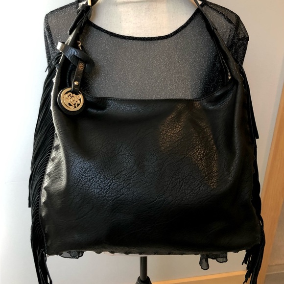 Giovani & Rocci Black Fringed Shoulder Bag - Picture 2 of 12